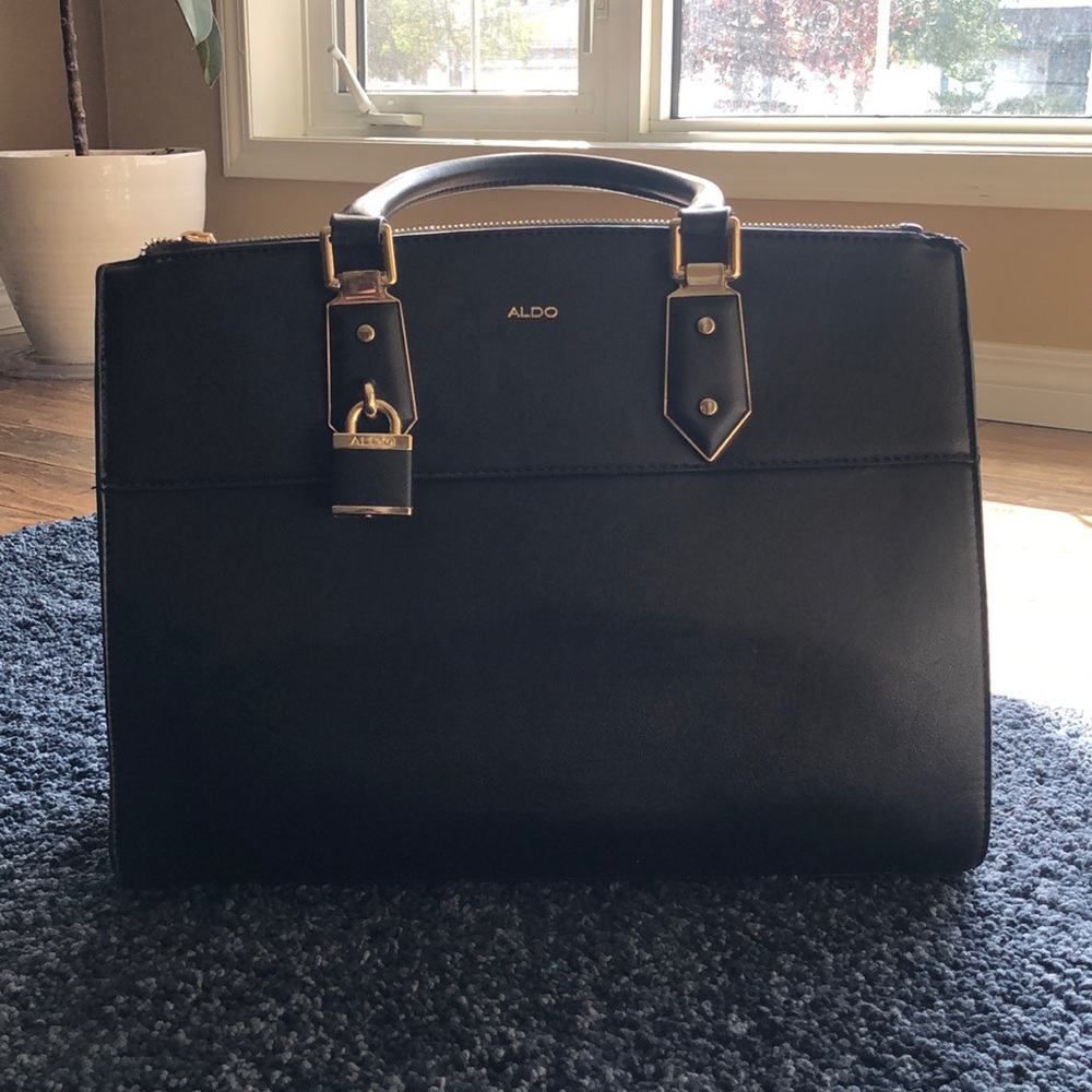 Gorgeous structure black bag with brass hardware